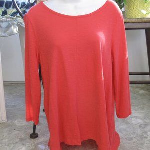 Crown & Ivy cotton 3/4 sleeve Coral top Tee